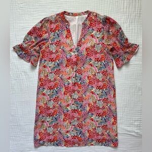Pink floral dress -Size Medium -Flutter sleeve -Lined